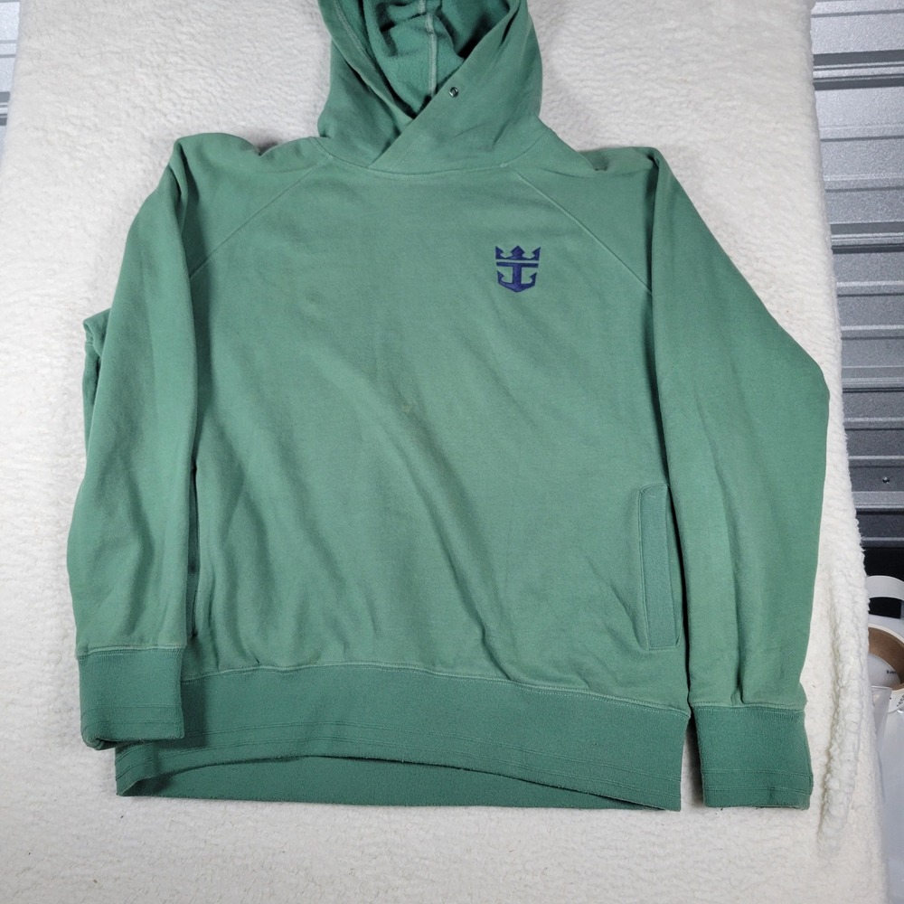 Royal Caribbean Hoodie Mens XL Green Raglan Pullover Embroidered Logo Fleece